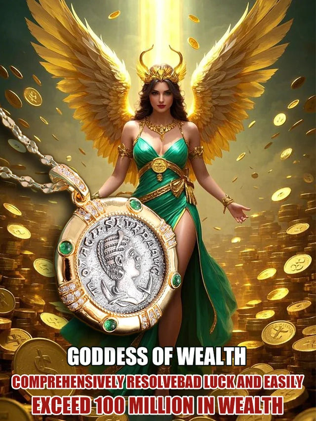 Ancient Coin Goddess Green Pendant