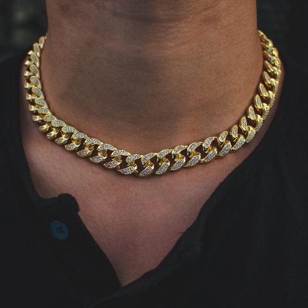 Diamond Cuban Link Choker in Yellow Gold (18 Inches)