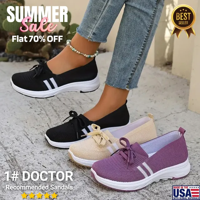 🌟Autumn Best Seller🌟Women’s Breathable Knit Slip-On Sneakers with Bow – Lightweight Low-Top Casual Shoes in Beige & White for Everyday Comfort