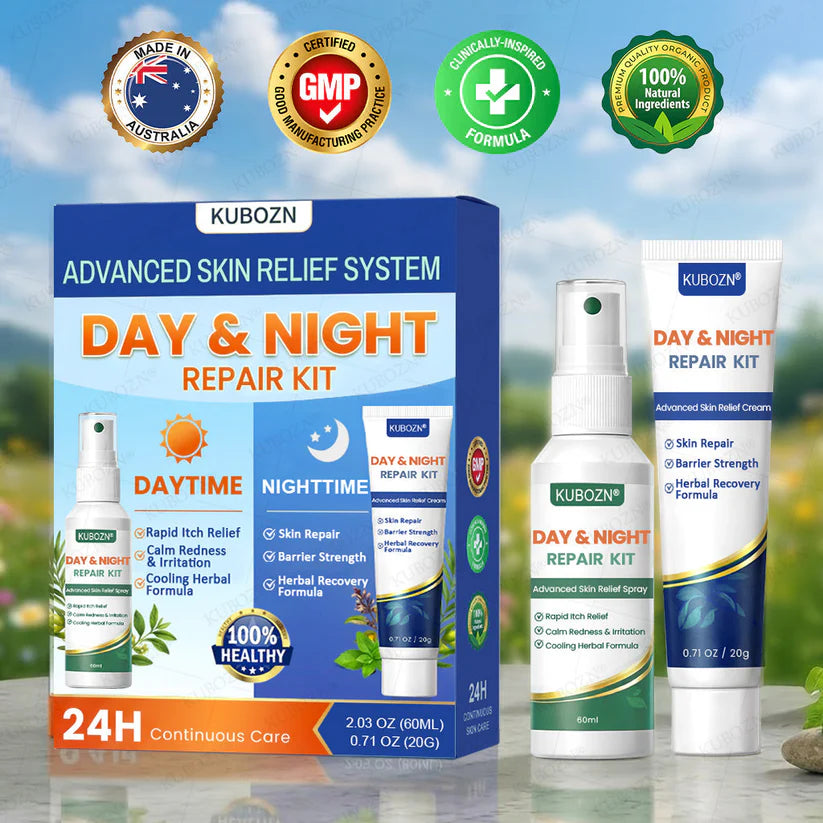 👨‍⚕️ KUBOZN® Psoriasis Day & Night Repair System - 100% Steroid-Free Relief Duo for Plaques, Scaling & Itch