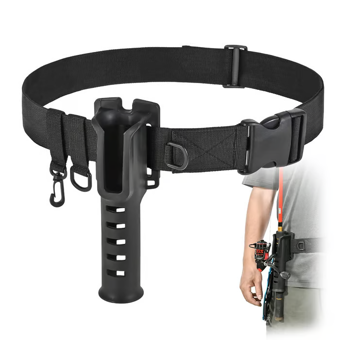 Waist Belt With Detachable Fishing Rod Holder