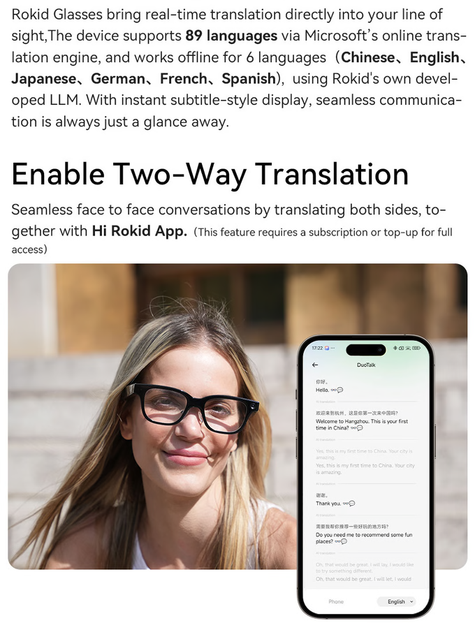 Rokid Glasses, World's Lightest Full-function AI&AR Glasses