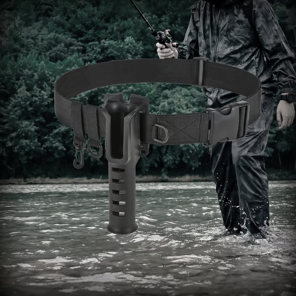 Waist Belt With Detachable Fishing Rod Holder