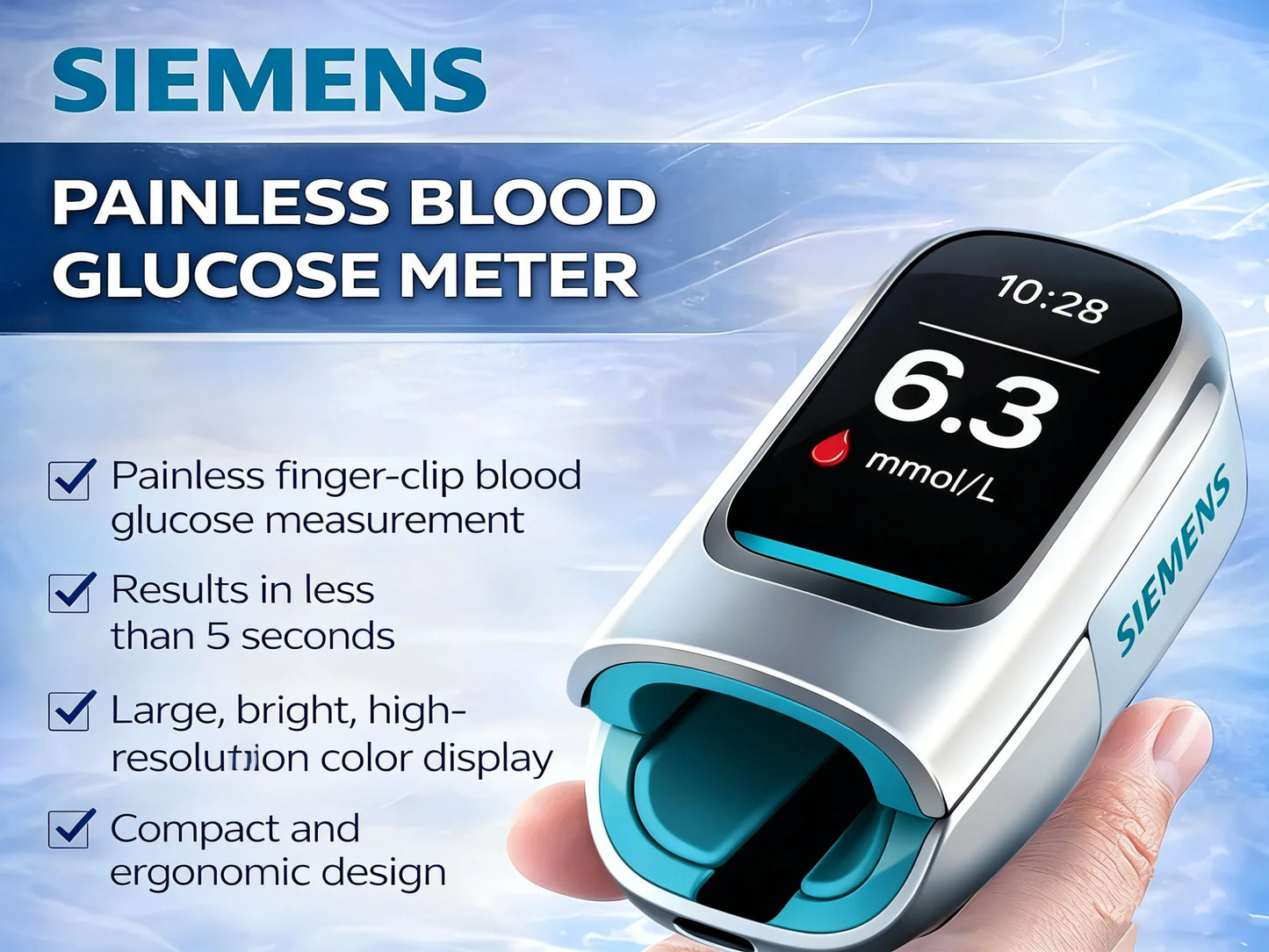 Siemens™ new non-invasive smart blood glucose meter 💉 Painless blood glucose measurement in 3 seconds 🔥