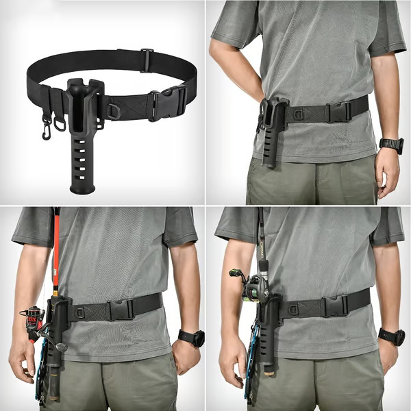 Waist Belt With Detachable Fishing Rod Holder