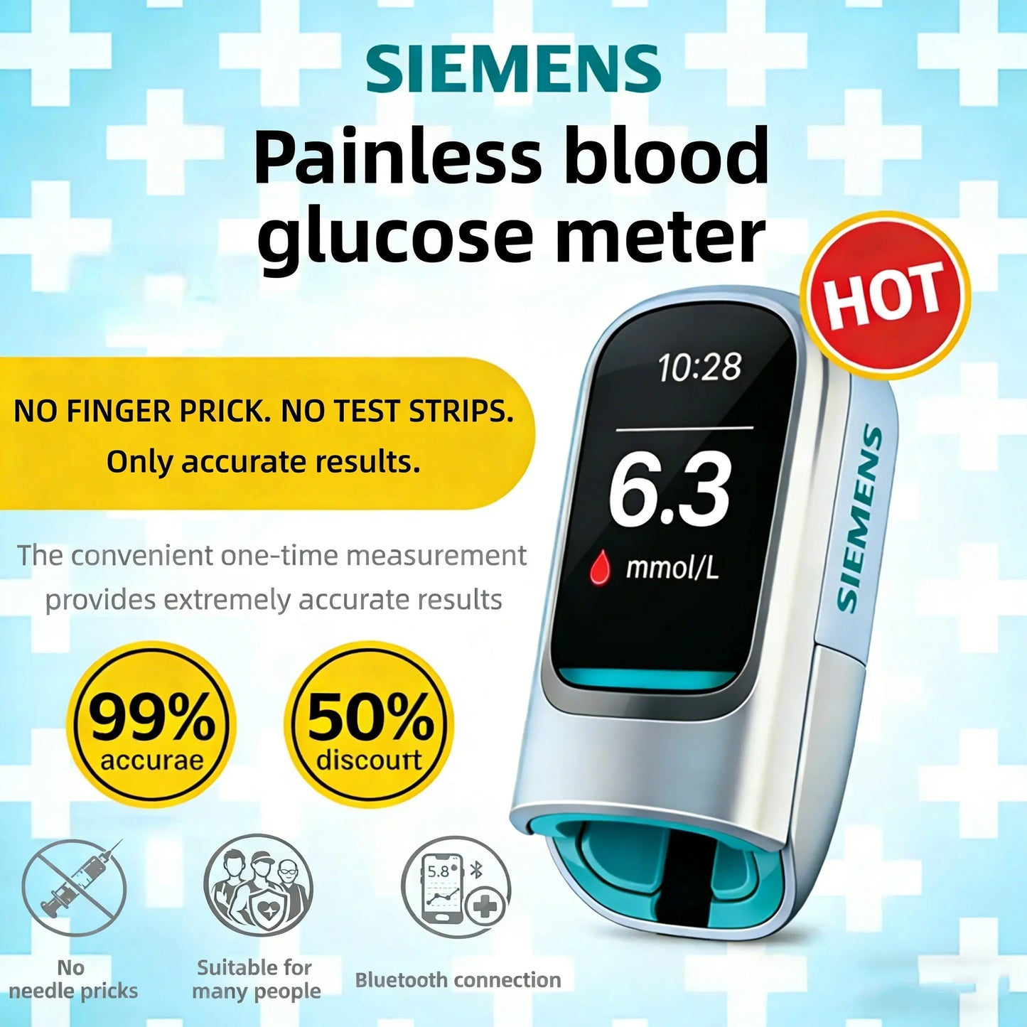 Siemens™ new non-invasive smart blood glucose meter 💉 Painless blood glucose measurement in 3 seconds 🔥