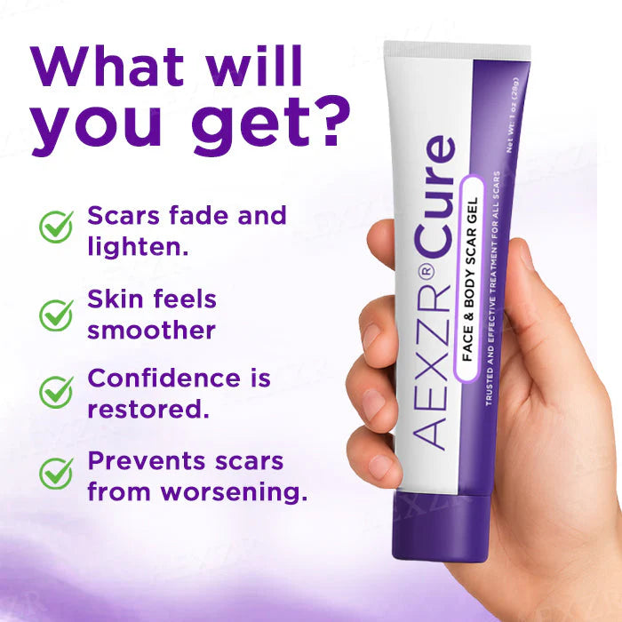 AEXZR® Cure Face & Body Scar Gel – Clinically proven to soften, flatten and fade surgical scars, acne marks, burns, keloids and trauma-related scars.