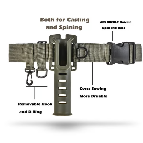 Waist Belt With Detachable Fishing Rod Holder