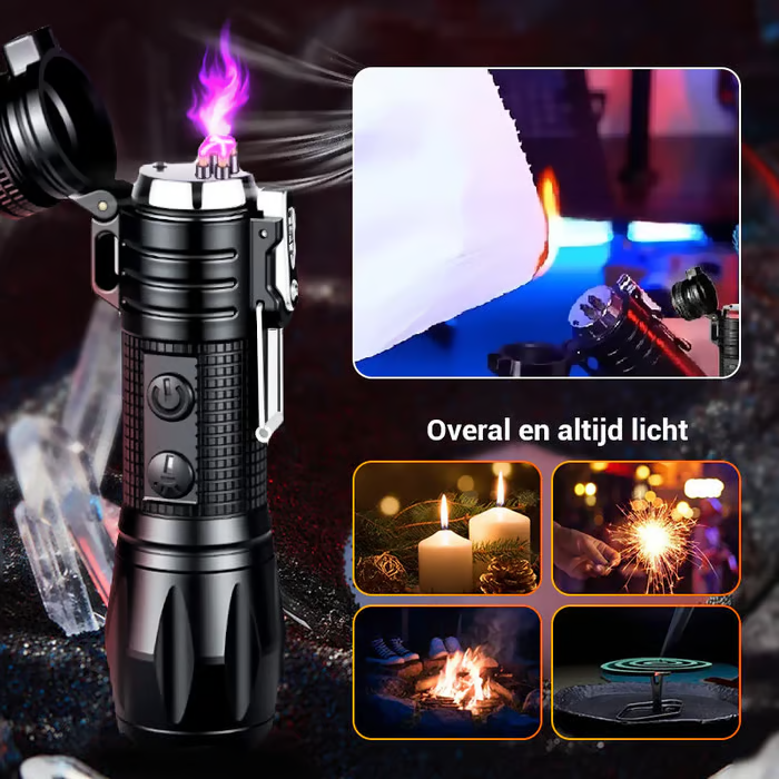 🔦【4-in-1 SUPER FLASHLIGHT】Rechargeable Flashlight + Arc Lighter – Emergency Aid & Outdoor Must-Have! ⚡🔥