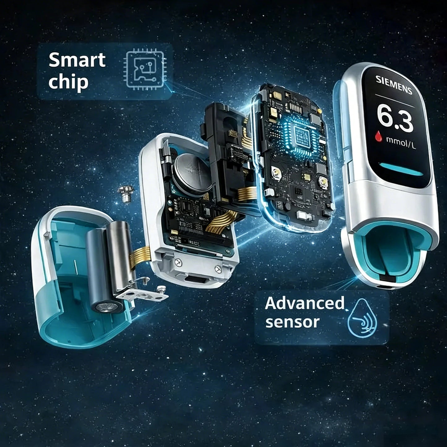 Siemens™ new non-invasive smart blood glucose meter 💉 Painless blood glucose measurement in 3 seconds 🔥