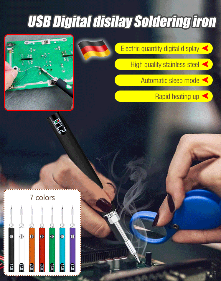 ⚡New set of soldering irons with USB digital display, HD display, three levels of adjustable voltage.