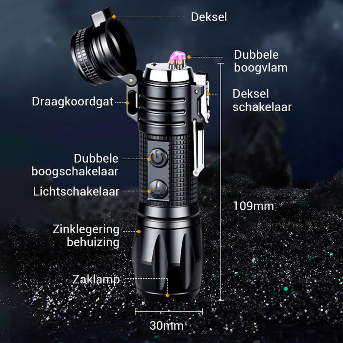 🔦【4-in-1 SUPER FLASHLIGHT】Rechargeable Flashlight + Arc Lighter – Emergency Aid & Outdoor Must-Have! ⚡🔥