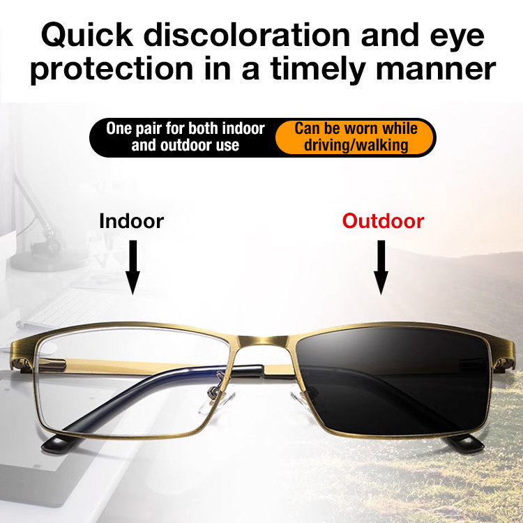 Photochromic progressive reading glasses-Light-sensing intelligent color change, usable from near and far, protecting your eyes