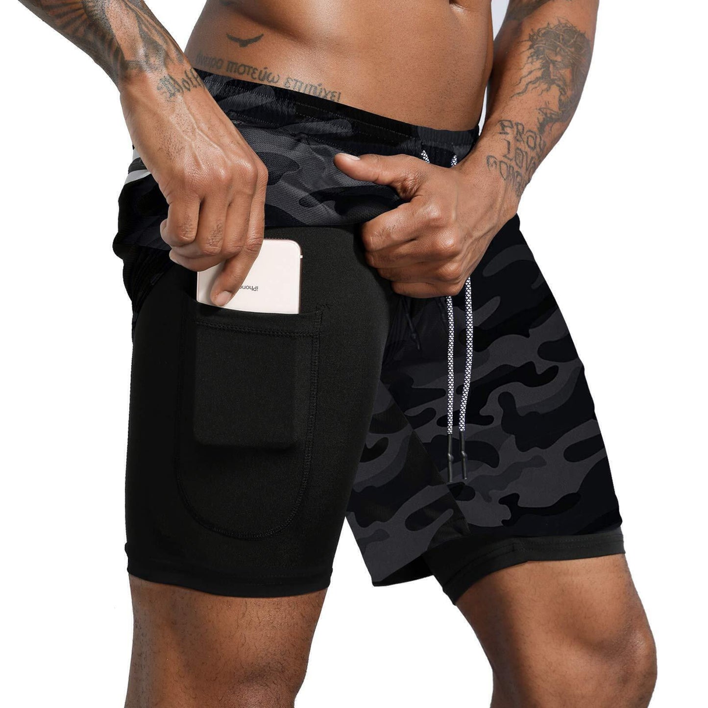 16 PACK Sport Shorts Men Sportswear Double-deck Running Shorts 2 In 1 Beach Bottoms Summer Gym Fitness Training Jogging Short Pants