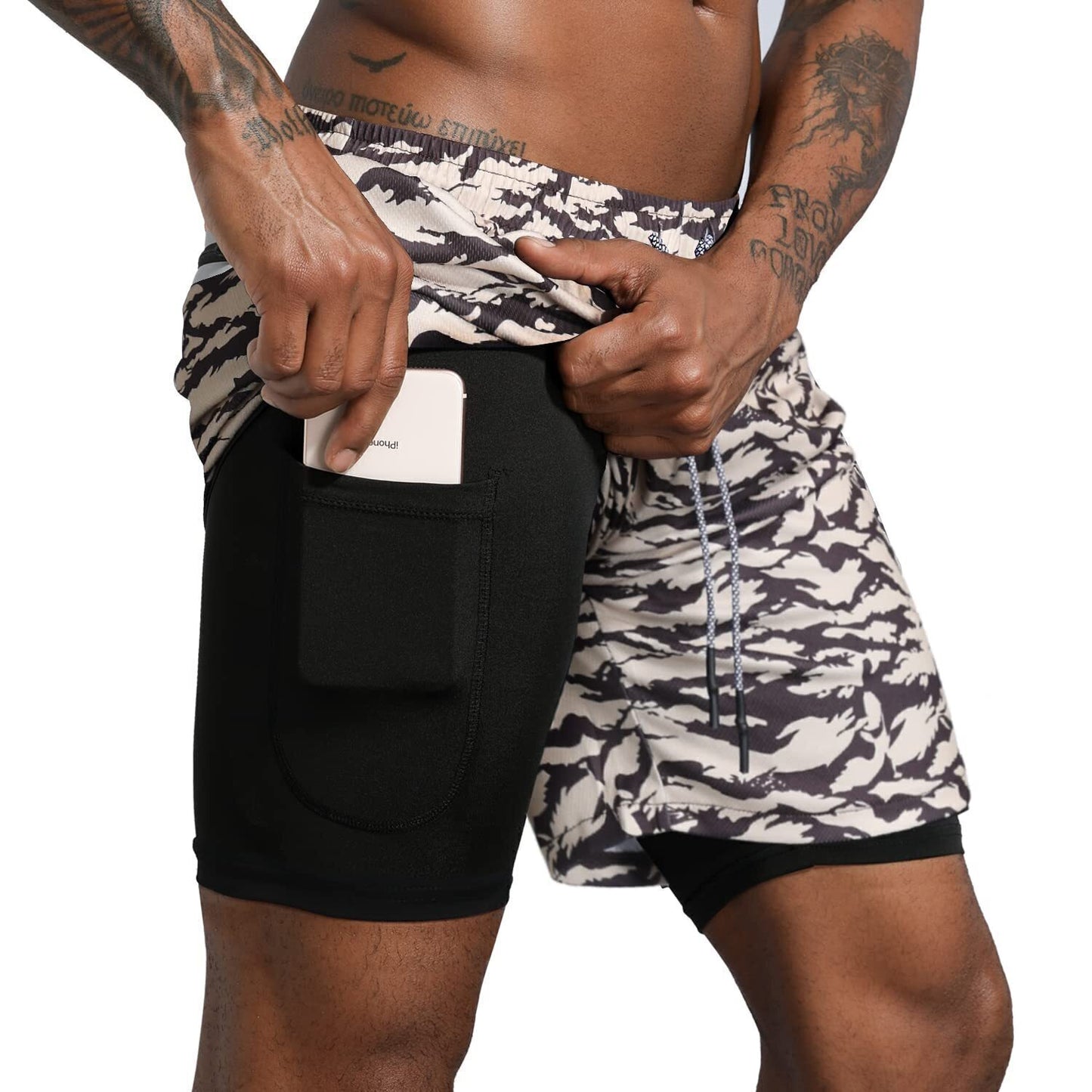 16 PACK Sport Shorts Men Sportswear Double-deck Running Shorts 2 In 1 Beach Bottoms Summer Gym Fitness Training Jogging Short Pants