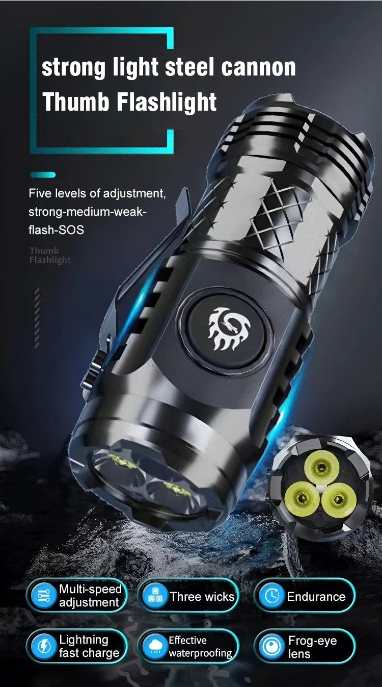 🔥 - Three-eyed Monster Mini Flash Super Power Flashlight