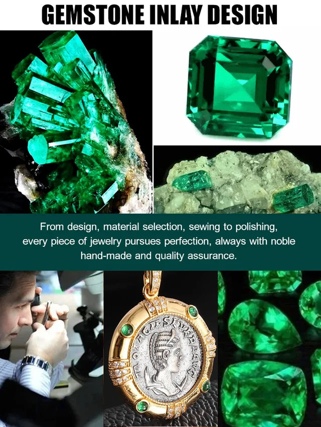 Ancient Coin Goddess Green Pendant