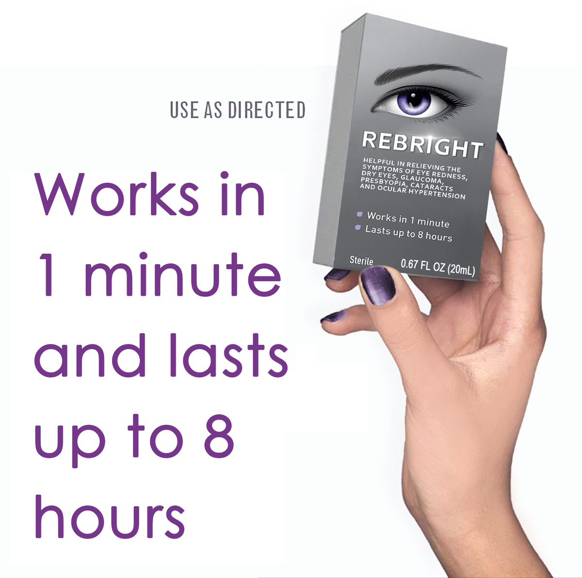 Eye Repotts REBRIGHT™ Eye Drops for the symptoms of eye redness, dry eyes, glaucom ...
